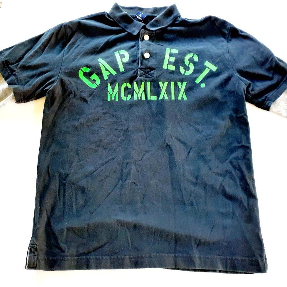 Gap Boys Shirt Polo Black Long Sleeve Size 12